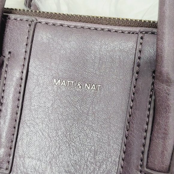 Matt & Nat Purple Dual Handle Satchel Bag Structured Zip Top Recycled Bottles - Picture 2 of 12